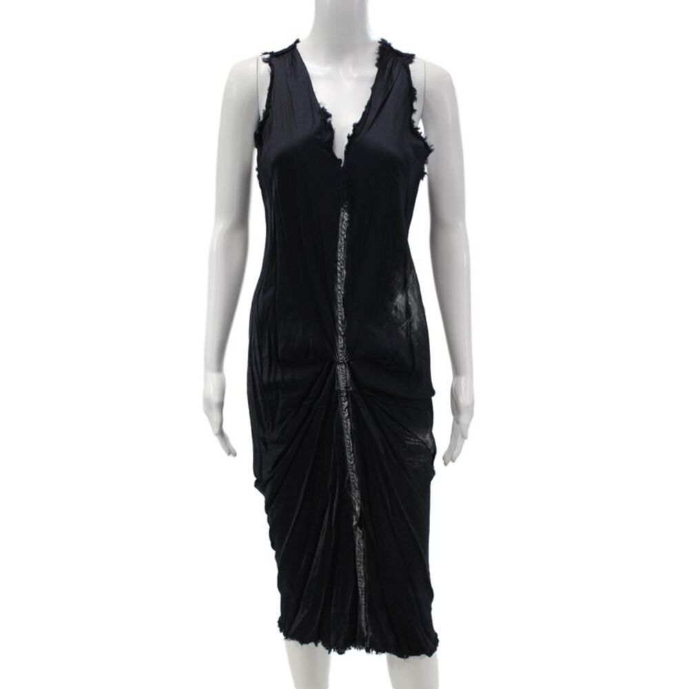 Jaga Womens Tank Dress Black Rayon V Neck Sleeveless Mid-Calf Gothic Size 1